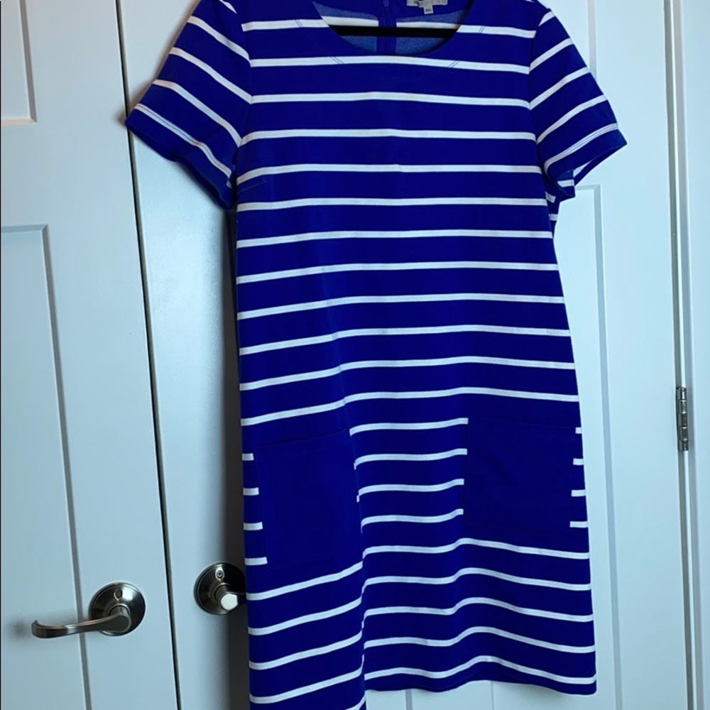 Gap striped dress with pockets blue and white